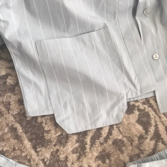 Women's Light Blue  2 piece pants set with White pinstripes - Picture 5 of 12